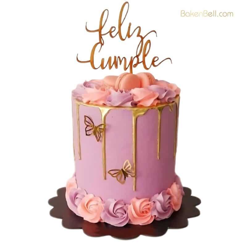 Strawberry butterfly Drip Cake