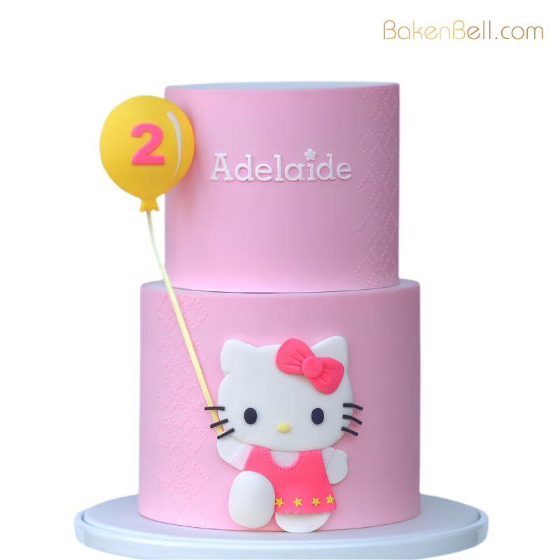 2 Tier Minimalistic Hello Kitty Cake 2 Tier Minimalistic Hello Kitty Cake - Image 1