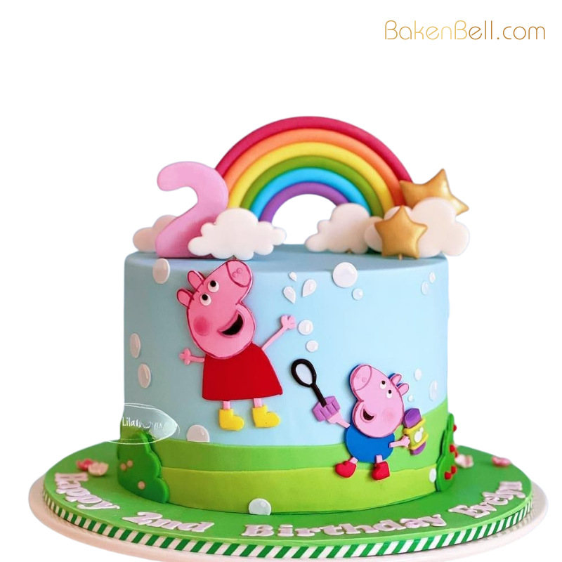 7 Peppa Pig Rainbow Theme Cake 2 - Image 1